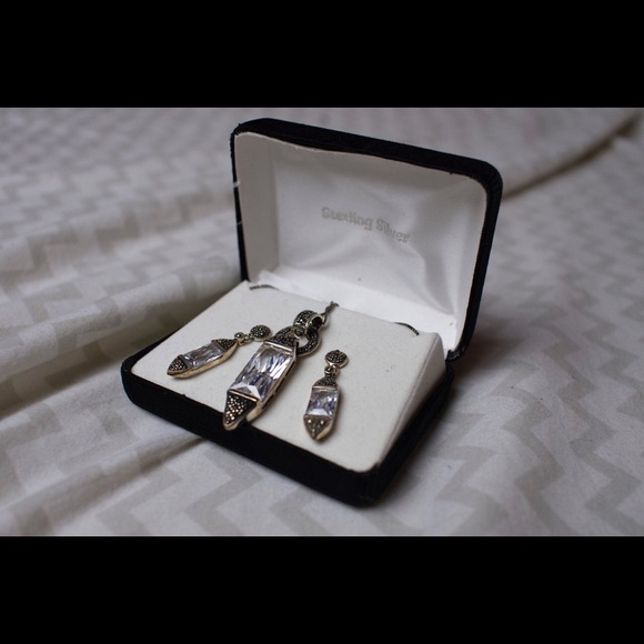 Vintage Sterling Sliver Earrings and Necklace